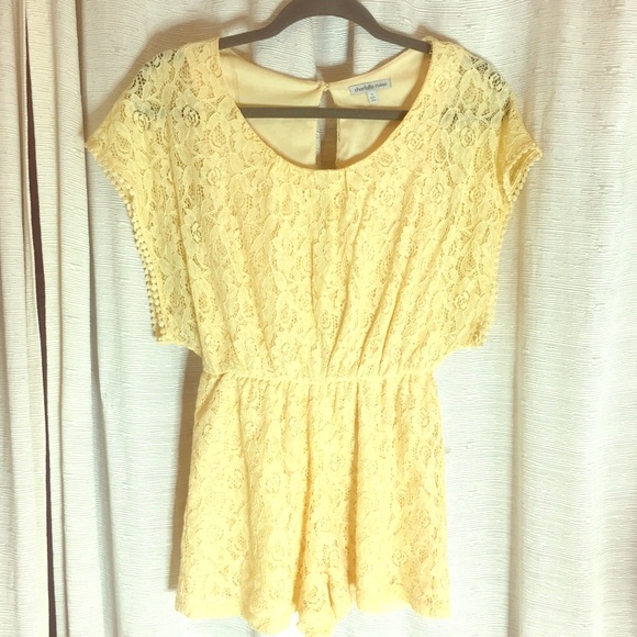 Charlotte Russe Yellow Lace Romper - Picture 1 of 6
